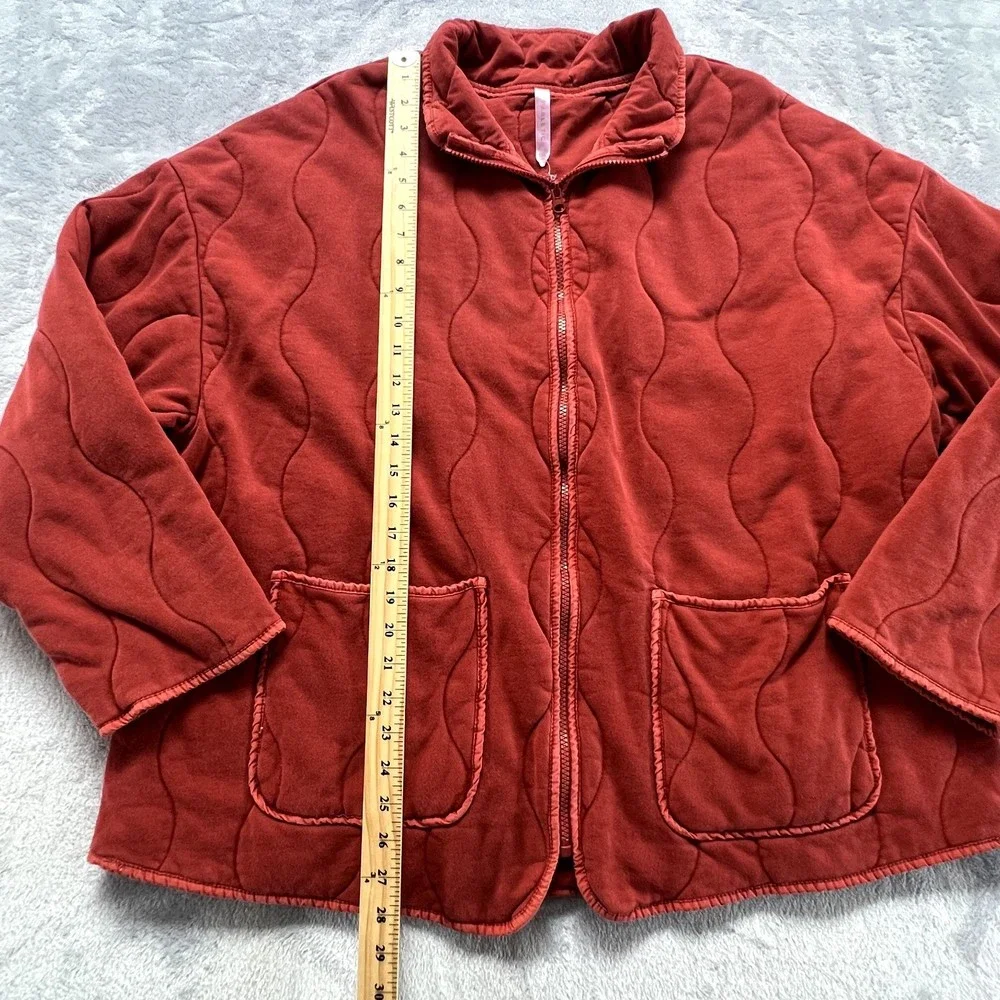 Fabletics Jacket‎ Womens 3X Orange Tedi Quilted Collar Full Zip Pockets Cotton - Picture 11 of 14